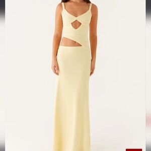 Peppermayo Jocelyn Maxy Dress Elegant Yellow Cutout Maxi Dress Size 4 NwT